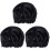 3Pcs Black Women Sleeping Cap Solid Color Hair Care Hat 1