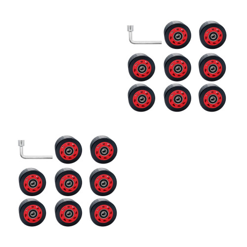 2Sets Double Row PU Roller Skates Wheels Black for Rough Surfaces