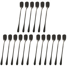 18Pcs Black Ice Cream Spoons Stainless Steel for Tall Glasses