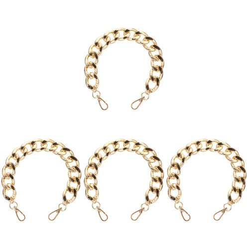 4Pcs Fashionable Golden Chunky Bag Chain Durable Replacement Strap