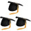 3Pcs Graduation Cap with Tassel Black Polyester Comfortable Fit 1
