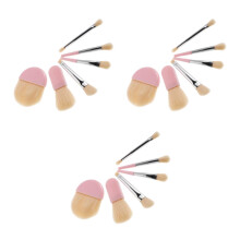 3Sets Soft Pink Mini Makeup Brushes with Portable Case for Travel