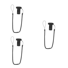 3Pcs Elastic Plastic Pen Holder Clip Retractable Stylus Lanyard Black