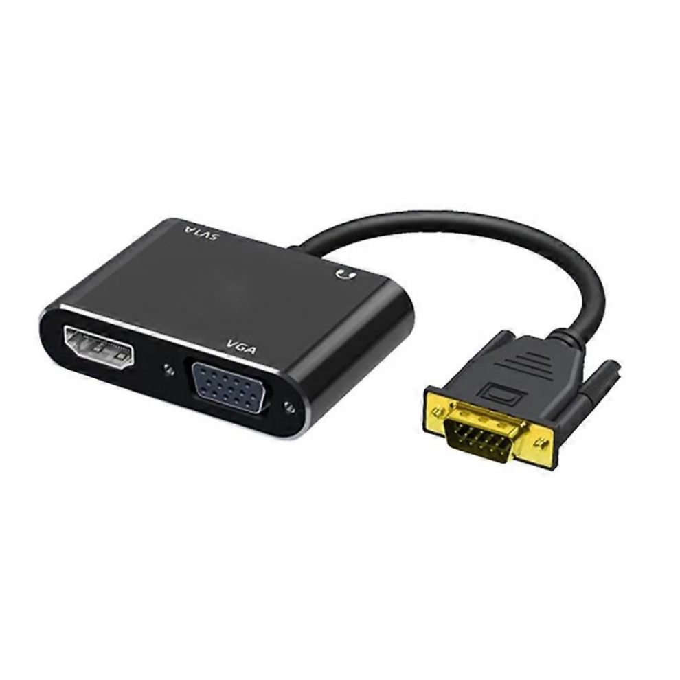 Vga To Hdmi-Compatible Adapter Vga Splitter With 3.5Mm Audio Converter Support Dual Display For Projector 5996097016282
