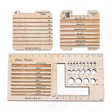 Wood Knitting Needle Gauge, Ruler & Spinning Control Card for Yarn Measurement Tools