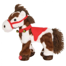 Cheval en peluche électrique interactif, doux et adorable, avec un hennissement joyeux.
