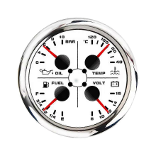85mm 4-in-1 Multifunction Gauge with 0-190ohms/240-33ohms Fuel Level Gauge Water Temp Oil Voltmeter