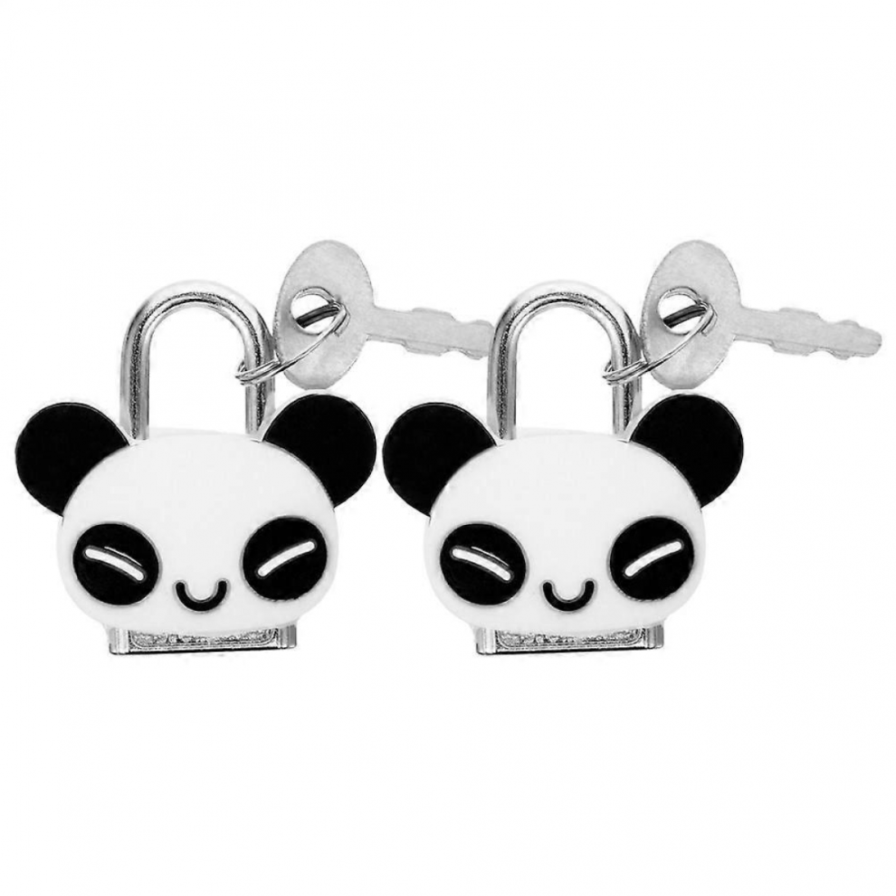 2Pcs Key Padlock Cute Panda Padlock With Keys Cartoon Mini Padlock Silicone Padlock For Cabinet Treasure Chest Suitcases Jewelry Box 5996097015858