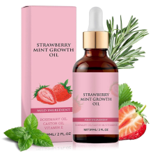Haarwuchsöl mit Erdbeere und Minze, natürliches Rosmarin-Haaröl, Haarpflege und Öl für dickeres Haar, 59 ml