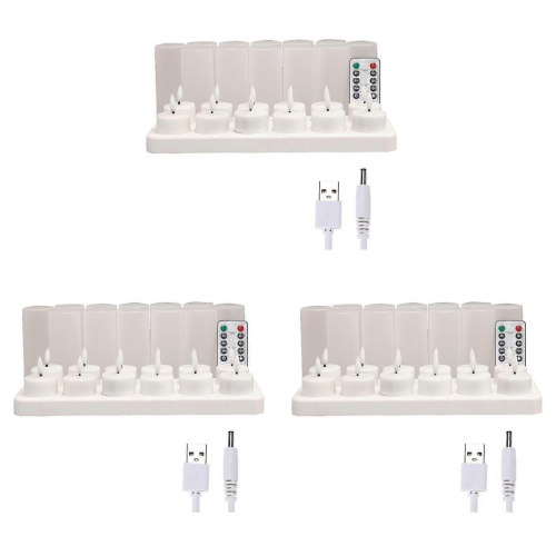 Flameless Candles with Remote Control Timer & Charging Base, 36pcs USB Rechargeable Battery LED Tea Lights Candles