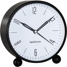 Analogue alarm clock, no ticking with night light, alarm clock, silent, table clock, analogue, silent (black).