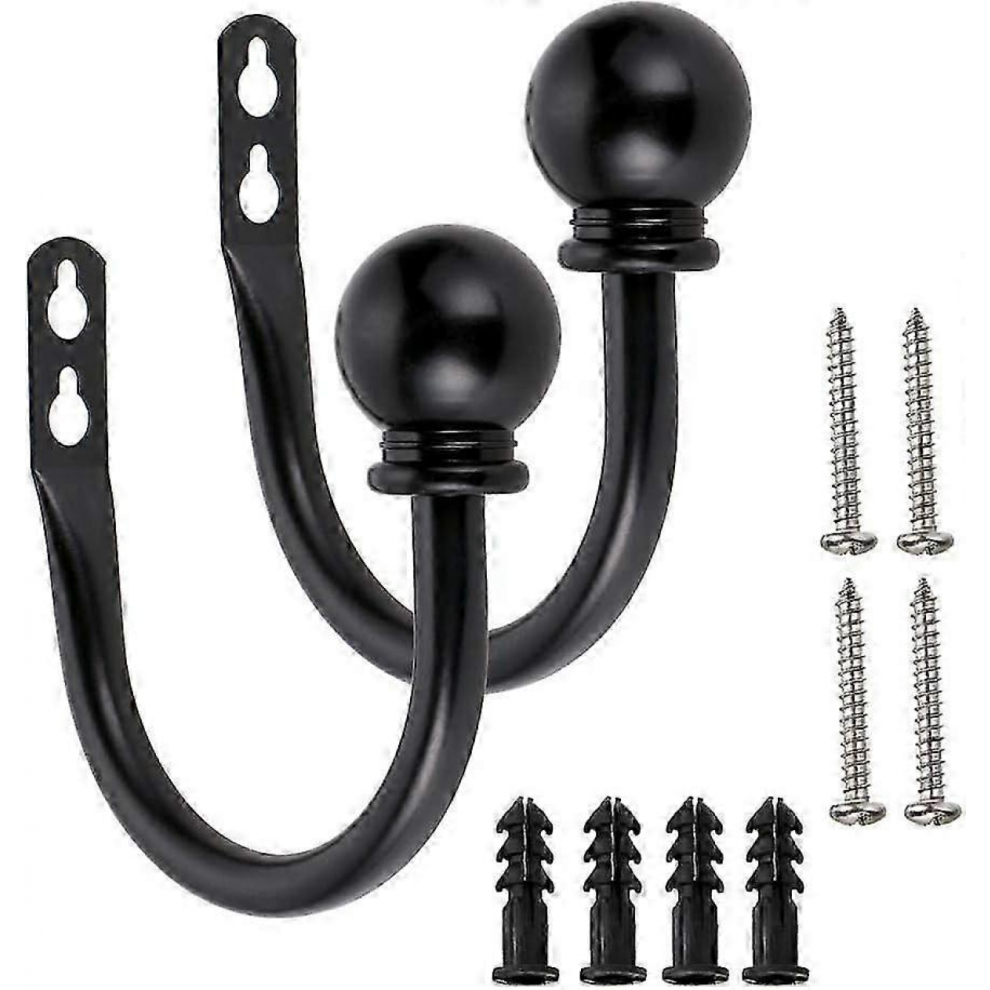 Pair Of Lightweight Metal Curtain Hooks - Retro Wall Mount For Curtain Tiebacks 5996097016596