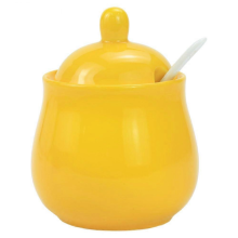 Ceramic Sugar Bowl and Spice Jar with Lid and Spoon for Kitchen Seasoning Storage