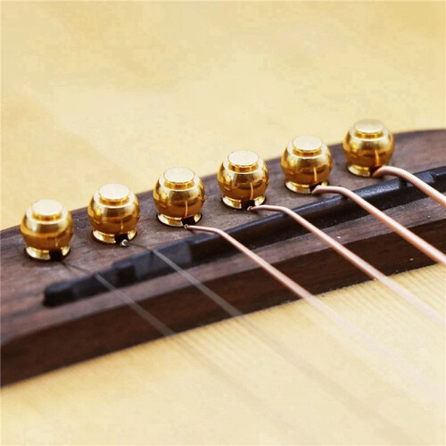 3Set Akustisk Gitarr Strängände Nut Bridge Sadel Abalone Pins Replacements Set (Mässingsstift & Bensadelmutter)