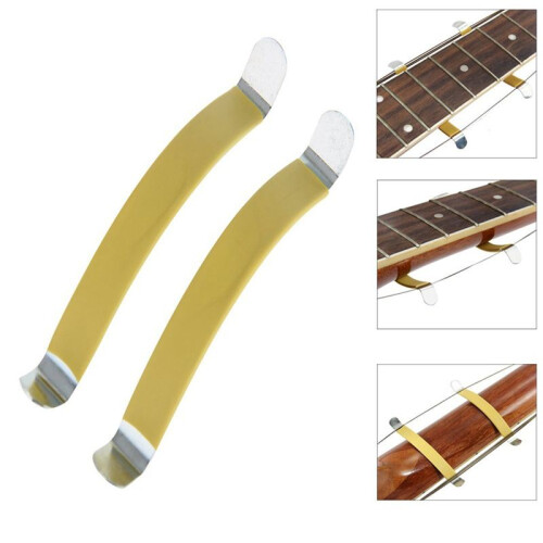 12Pcs Metal String Spreaders Guitar Luthier Tool pour Cleaning Fretboard Jaune 1