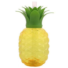 20X Plastic Pineapple Cup, Cup with Straw, Luau Birthday Party Decoration, Summer Beach Drinking Cup