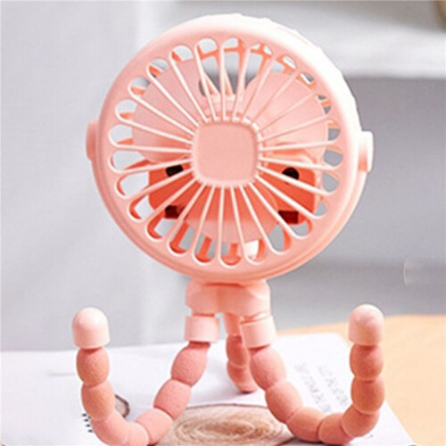 2X  Portable USB Rechargeable Silent  Fan 3 Speed Adjustable with Lighting Function for Car  Stroller 2