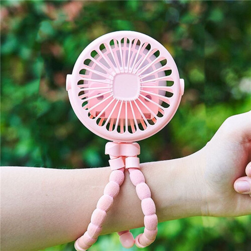 2X  Portable USB Rechargeable Silent  Fan 3 Speed Adjustable with Lighting Function for Car  Stroller