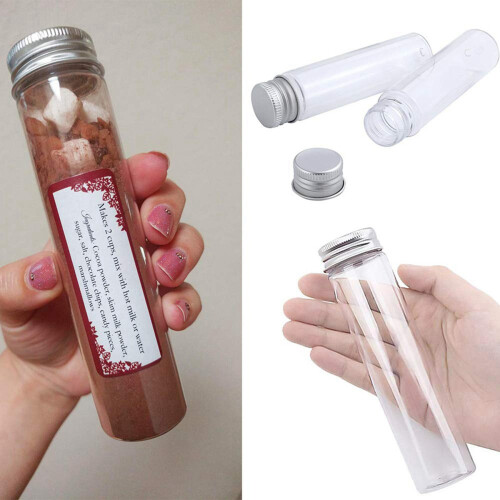 30Pcs 110Ml Plastic Test Tube,Clear Flat Test Tubes,Plastic Test Tubes with Screw Caps for Candy,Beans,Party Decor 1