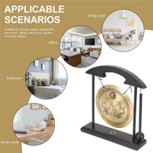Gong de Escritorio - Gong de Latón Feng Shui con Soporte y Mazo, Delicado Adorno Chino para el Hogar, Doble Dragón.