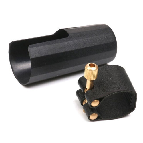 4X Plastic Clarinets Nozzle Cap with PU Ligature Black 2