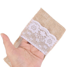 150 pcs Natural Jute Cutlery Knives and Forks Cutlery Set Silverware Bag Holder Burlap 21x11cm