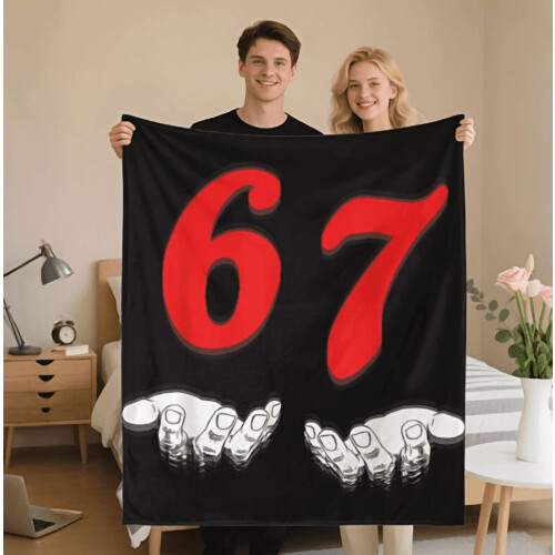Funny Meme Blanket Number 67 Red Flannel Throw
