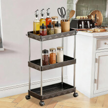 Wide Storage Carts Rack Three-Tier Miscellaneous Storage Unit Dorm Room Storage Solution Narrow Space Storage Rack(I,Plastic)