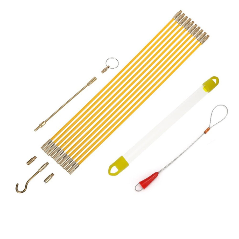 10Pcs Fiberglass Wire Cable Push Puller Running Rods Fish Pulling Kit Wall Electrical Wires With Hook Rods Tool Accessory 9482726243205