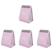 4St Compacte Desktopkalender 2024 Roze Voor Kantoor En Huis