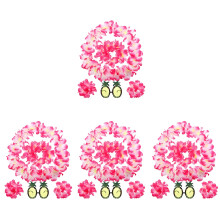 4Sets Pink Hawaiian Party Costume Set Cloth Garland Headband Bracelets