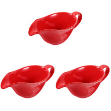 3Pièces Saucière Rouge En Céramique Pour Crème Condiments