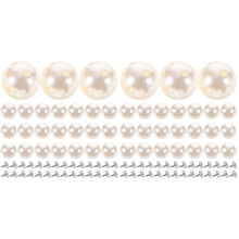 100Pcs Hand-Made Pearl Buttons Beige Plastic Metal for DIY Clothing