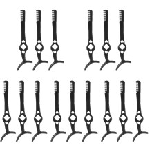 15Pcs Black Stainless Steel Lash Clamp Tweezers with Comb Beauty Tool