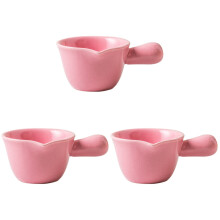 3Pcs Ceramic Milk Pot Pink Small Stockpot for Gas and Microwave