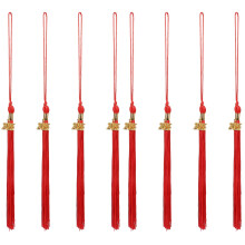 8Pcs Red Graduation Cap Tassels Polyester Decorative Fringe Pendants