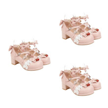 3Pairs Footwear Bowknot Decorated Comfortable Heeled Shoes