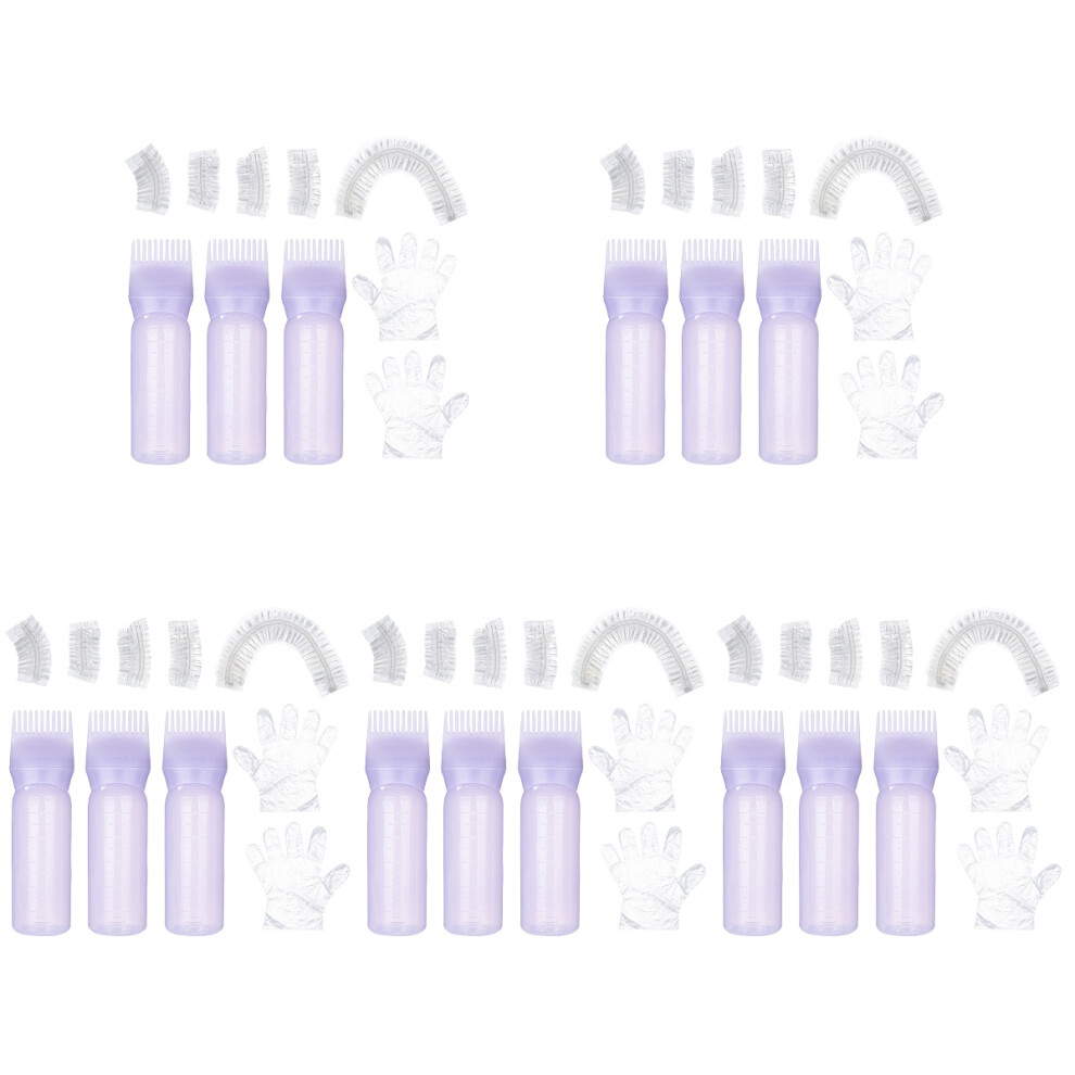 Vaguelly 5Sets Professional Hair Coloring Kit Purple Plastic Hair Dye Tools Set