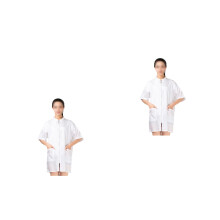 2Pcs White Unisex Hair Dye Smocks Short Sleeve Salon Work Clothes