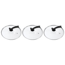 3Pcs Tempered Glass Cookware Lid Transparent Universal Round Pot Cover