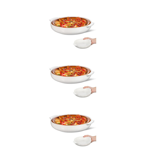 3 Count Oven Proof Pie Dishes Plate Baking  Ceramic Round Pan