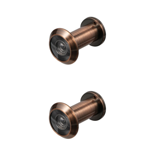 2Pcs Red Door Viewer Copper Material Anti-Theft Security Peephole