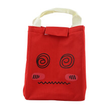 Bolsa de almuerzo impermeable de material Oxford, lindo patrón de expresión de dibujos animados Kawaii, mantiene temperaturas frías y calientes,