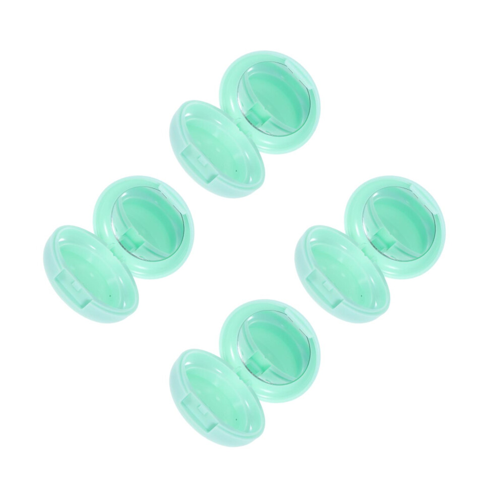 Happyyami Green 4Pcs Plastic Makeup Cases With Mirror Compact Cosmetic Storage