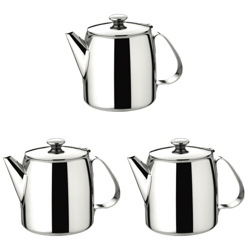 3Pcs Stainless Steel Tea Pot Silver Rust-Resistant Home Teapot