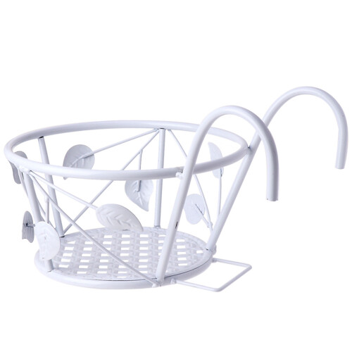 2Pcs White Iron Railing Bonsai Rack Durable Wall Hanging Flower Holder