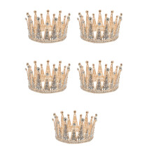5Pcs Golden Bridal Crystal Crown Elegant Rhinestone Headband for Bride