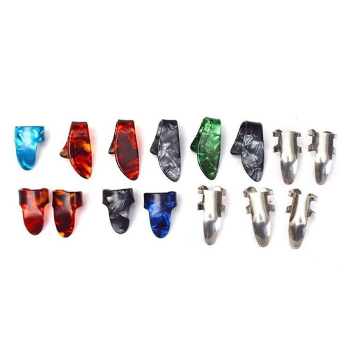 30Pcs Guitar Picks Humb Finger Picks Metal + Plastic 2