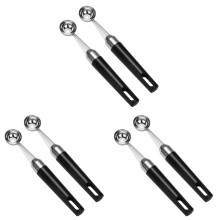 6Pcs Black Ice Cream and Fruit Digging Spoons Easy Storage Handle