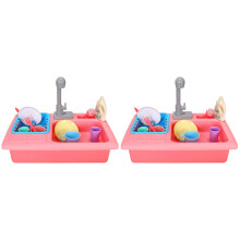 2Pcs Plastic Pretend Dishwasher Toy Red for Kids Play House Activity
